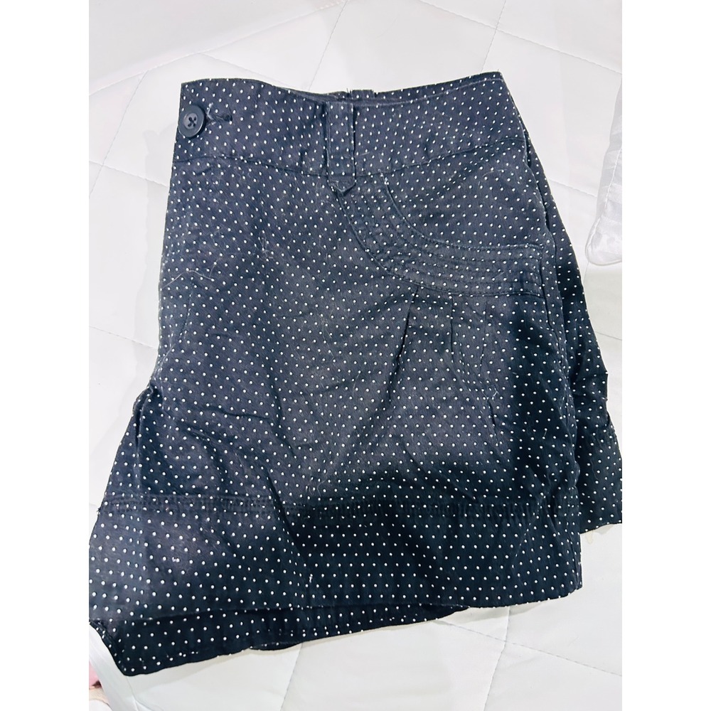 a.n.a Polka Dot Shorts Women Size 12 Navy Blue Excellent Stretch Preppy Retro
